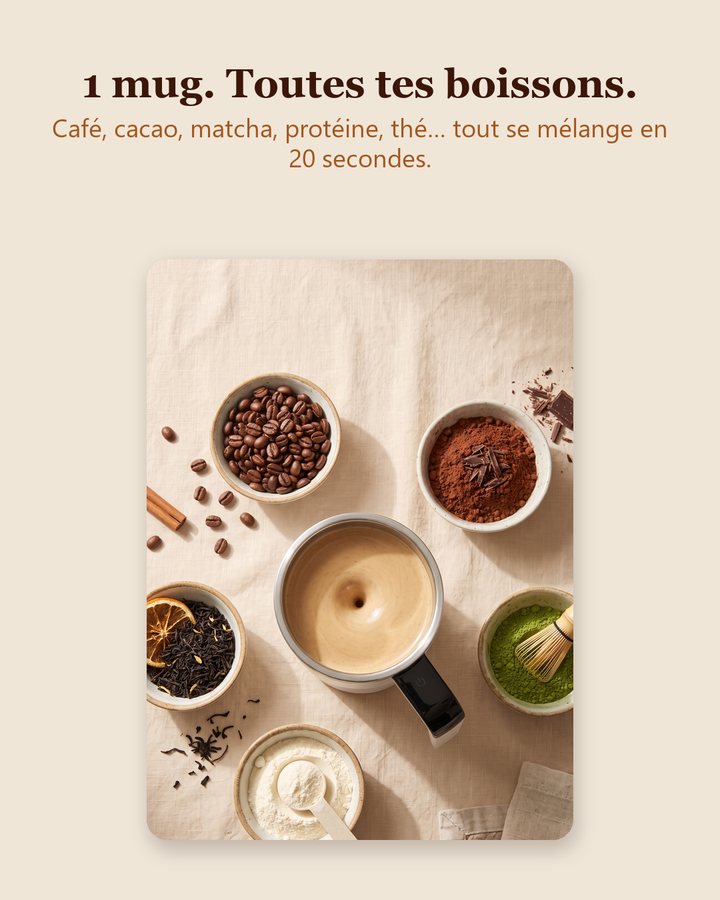 Visuel publicitaire P'tit Trésor, mug mélangeur, boutique en ligne suisse, 3/3